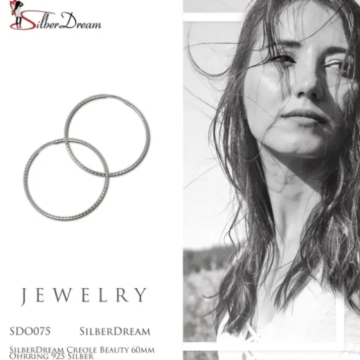 SilberDream Creole Beauty 60mm Ohrring 925 Silber SDO075