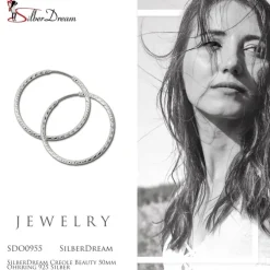 SilberDream Creole Beauty 50mm Ohrring 925 Silber SDO0955