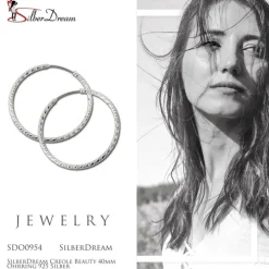 SilberDream Creole Beauty 40mm Ohrring 925 Silber SDO0954