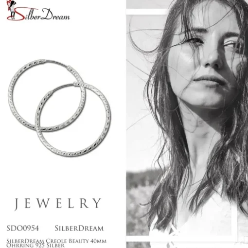 SilberDream Creole Beauty 40mm Ohrring 925 Silber SDO0954