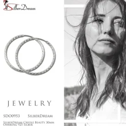SilberDream Creole Beauty 30mm Ohrring 925 Silber SDO0953