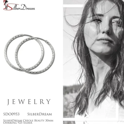 SilberDream Creole Beauty 30mm Ohrring 925 Silber SDO0953