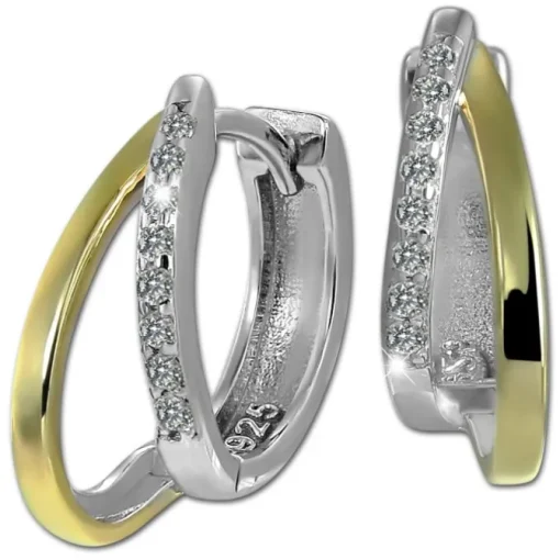 SilberDream Creole Bicolor Double 925 Sterling Silber Damen Ohrringe SDO4436T