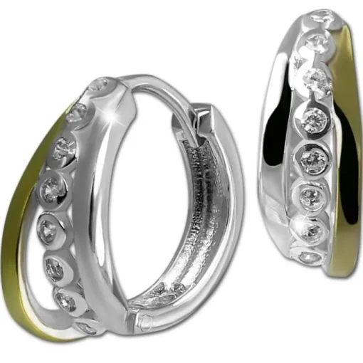 SilberDream Creole Bicolor Dream 925 Sterling Silber Damen Ohrringe SDO4435T