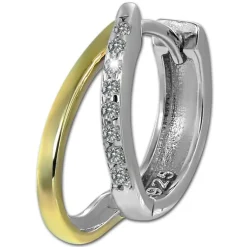 SilberDream Creole Bicolor Double 925 Sterling Silber Damen Ohrringe SDO4436T