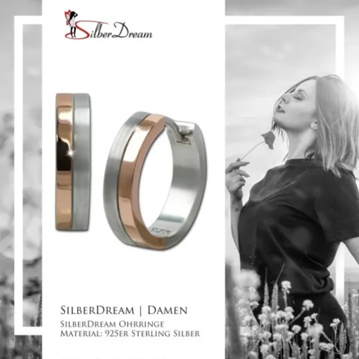 SilberDream Creole Bicolor rose silber 1,8cm 925 Sterling Silber Damen SDO4429E
