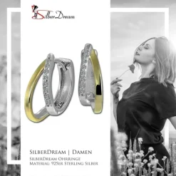 SilberDream Creole Bicolor Double 925 Sterling Silber Damen Ohrringe SDO4436T