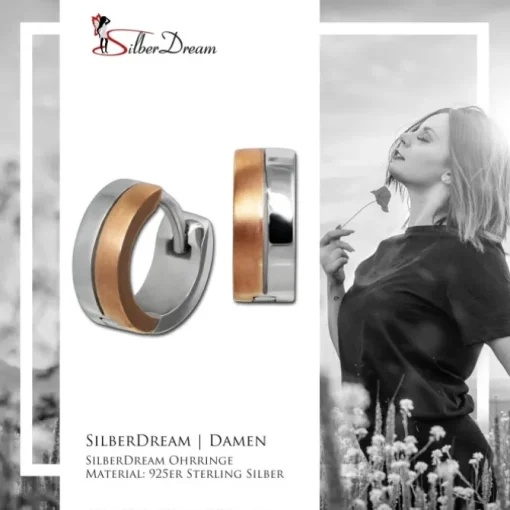SilberDream Creole Bicolor rose silber 1,2cm 925 Sterling Silber Damen SDO4417E