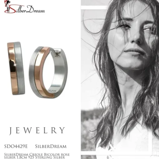 SilberDream Creole Bicolor rose silber 1,8cm 925 Sterling Silber Damen SDO4429E