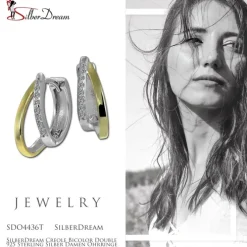 SilberDream Creole Bicolor Double 925 Sterling Silber Damen Ohrringe SDO4436T