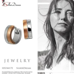 SilberDream Creole Bicolor rose silber 1,2cm 925 Sterling Silber Damen SDO4417E