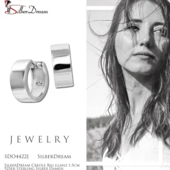 SilberDream Creole Big glanz 1,5cm 925er Sterling Silber Damen Ohrringe SDO4422J