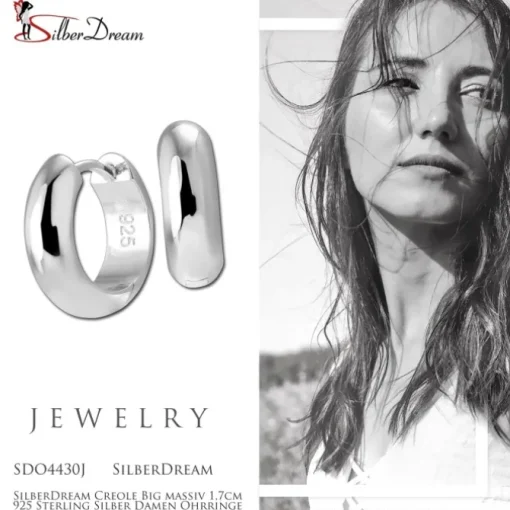 SilberDream Creole Big massiv 1,7cm 925 Sterling Silber Damen Ohrringe SDO4430J