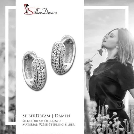 SilberDream Creole Big 4-reihig Zirkonia weiß 925 Sterling Silber Damen SDO4332W