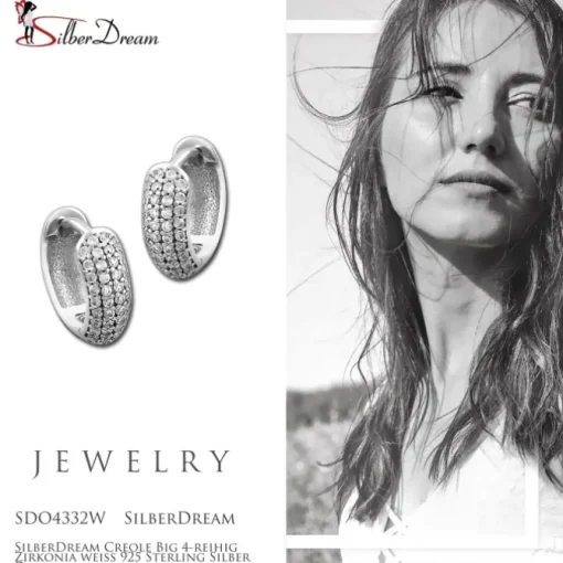 SilberDream Creole Big 4-reihig Zirkonia weiß 925 Sterling Silber Damen SDO4332W