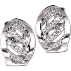 SilberDream Creole Blatt Zirkonia weiß 925 Sterling Silber Damen SDO4365W
