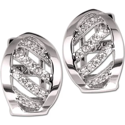 SilberDream Creole Blatt Zirkonia weiß 925 Sterling Silber Damen SDO4365W