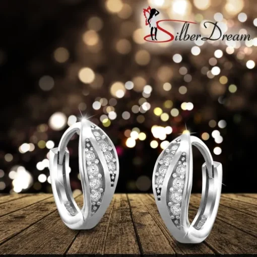 SilberDream Creole Blatt Zirkonia weiß 925 Sterling Silber Damen SDO4297W
