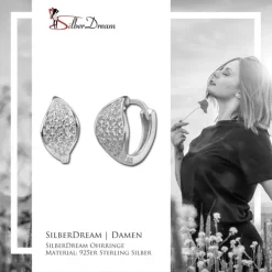 SilberDream Creole Blatt Zirkonia weiß 925 Sterling Silber Damen SDO422W
