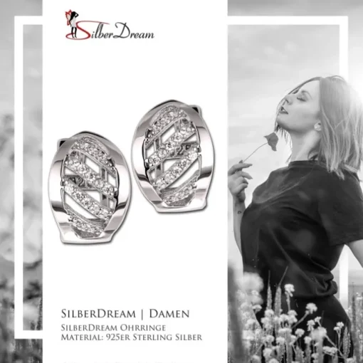 SilberDream Creole Blatt Zirkonia weiß 925 Sterling Silber Damen SDO4365W