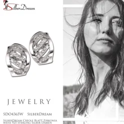 SilberDream Creole Blatt Zirkonia weiß 925 Sterling Silber Damen SDO4365W