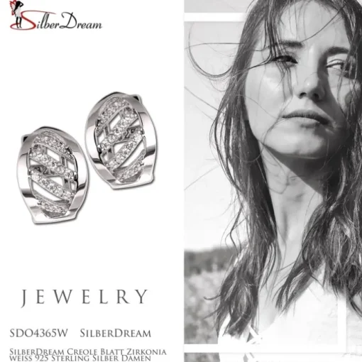 SilberDream Creole Blatt Zirkonia weiß 925 Sterling Silber Damen SDO4365W