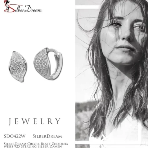 SilberDream Creole Blatt Zirkonia weiß 925 Sterling Silber Damen SDO422W