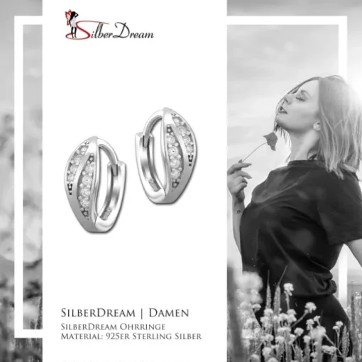 SilberDream Creole Blatt Zirkonia weiß 925 Sterling Silber Damen SDO4297W