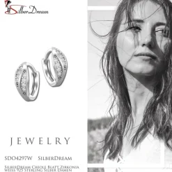 SilberDream Creole Blatt Zirkonia weiß 925 Sterling Silber Damen SDO4297W