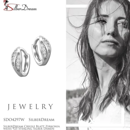 SilberDream Creole Blatt Zirkonia weiß 925 Sterling Silber Damen SDO4297W