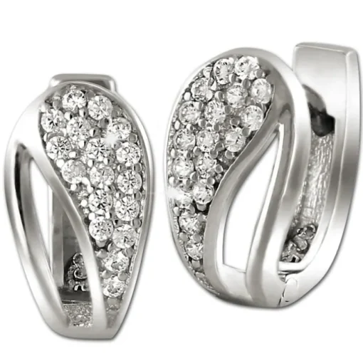 SilberDream Creole Blattform Zirkonia weiß 925 Sterling Silber Damen SDO4326W