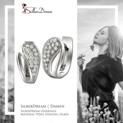 SilberDream Creole Blattform Zirkonia weiß 925 Sterling Silber Damen SDO4326W