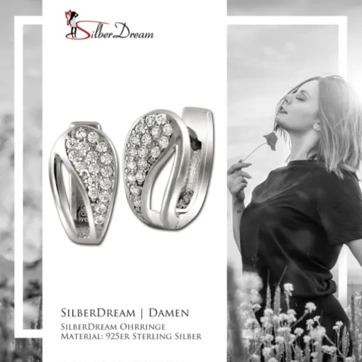SilberDream Creole Blattform Zirkonia weiß 925 Sterling Silber Damen SDO4326W