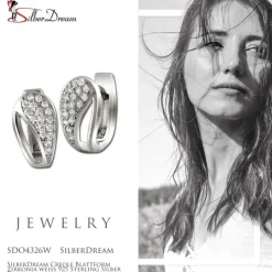 SilberDream Creole Blattform Zirkonia weiß 925 Sterling Silber Damen SDO4326W