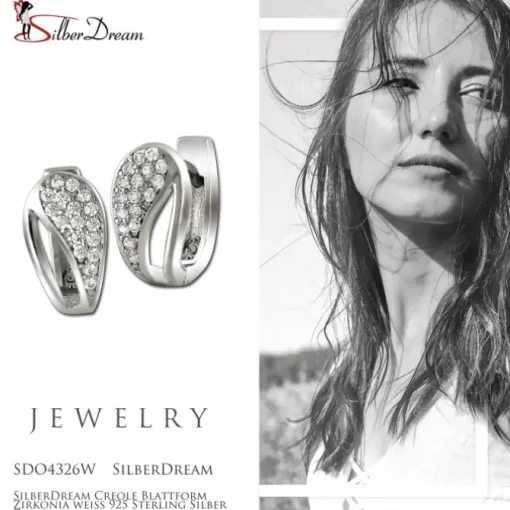 SilberDream Creole Blattform Zirkonia weiß 925 Sterling Silber Damen SDO4326W