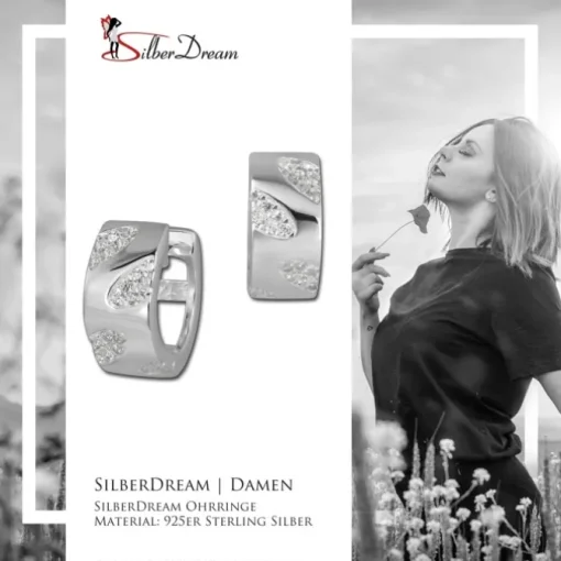 SilberDream Creole Blätter Zirkonia weiß 925 Sterling Silber Damen SDO384W