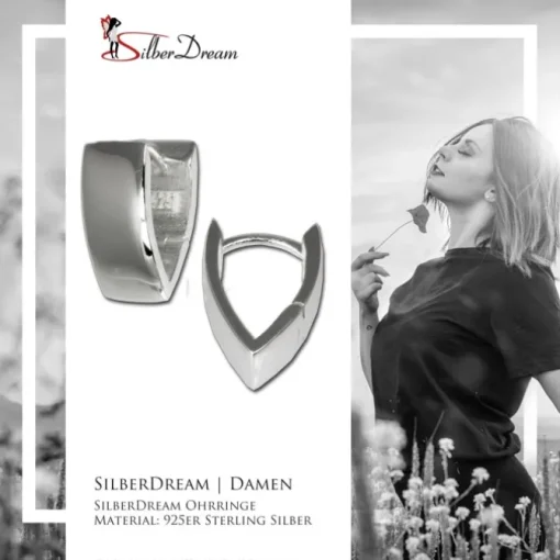 SilberDream Creole breit glanz 925 Sterling Silber Ohrring SDO329
