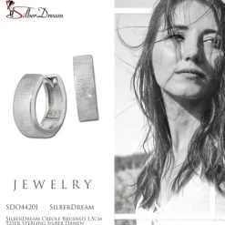 SilberDream Creole Brushed 1,5cm 925er Sterling Silber Damen Ohrringe SDO4420J