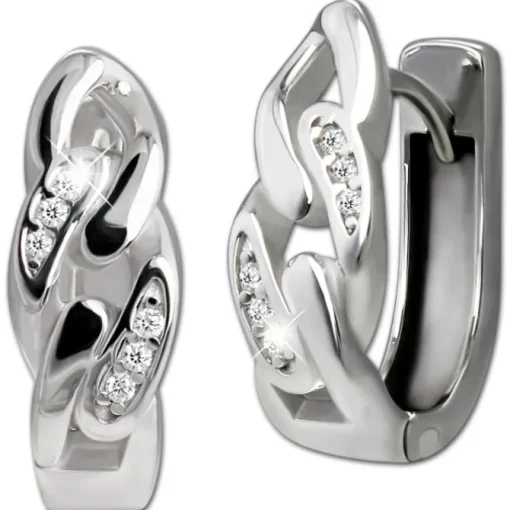 SilberDream Creole Chain Zirkonia 925 Sterling Silber Damen Ohrringe SDO4458W