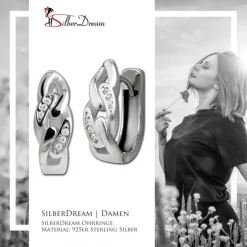 SilberDream Creole Chain Zirkonia 925 Sterling Silber Damen Ohrringe SDO4458W