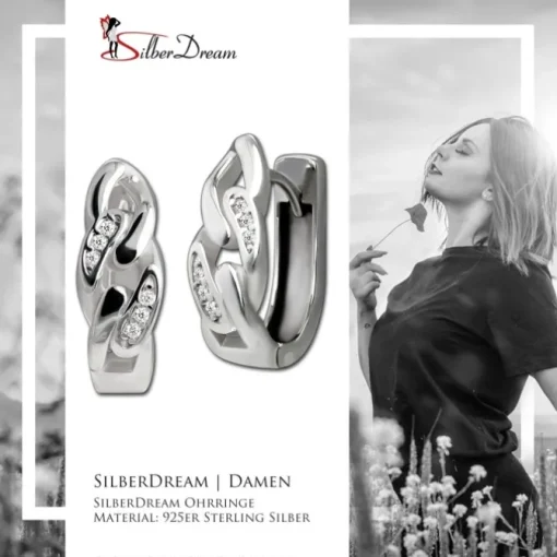 SilberDream Creole Chain Zirkonia 925 Sterling Silber Damen Ohrringe SDO4458W