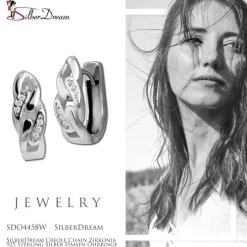 SilberDream Creole Chain Zirkonia 925 Sterling Silber Damen Ohrringe SDO4458W