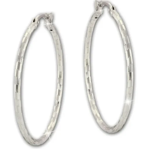 SilberDream Creole Diamantschliff 6cm 925 Sterling Silber Damen Ohrring SDO67366
