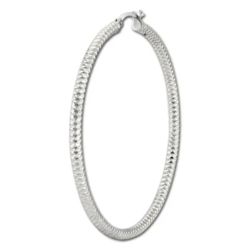 SilberDream Creole Diamant-Cut 6cm 925 Sterling Silber Damen Ohrring SDO67386
