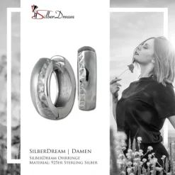 SilberDream Creole diamantiert 14mm 925 Sterling Silber Ohrring SDO392J
