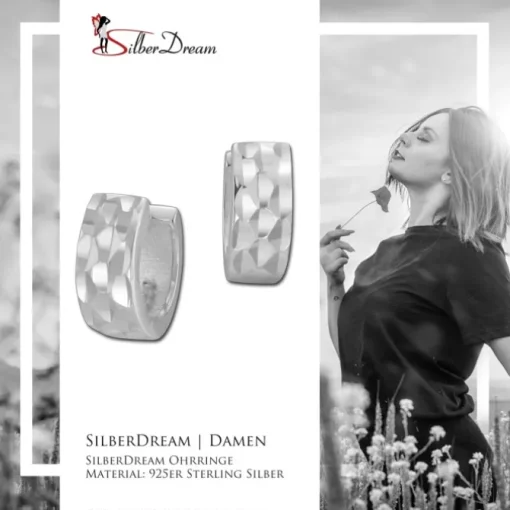 SilberDream Creole diamantiert 11mm 925 Sterling Silber Ohrring SDO393J