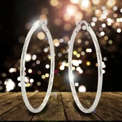 SilberDream Creole Diamantschliff 6cm 925 Sterling Silber Damen Ohrring SDO67366