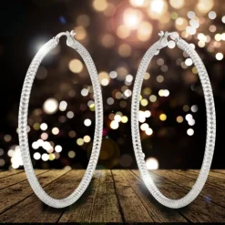 SilberDream Creole Diamant-Cut 6cm 925 Sterling Silber Damen Ohrring SDO67386