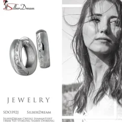 SilberDream Creole diamantiert 14mm 925 Sterling Silber Ohrring SDO392J