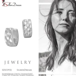 SilberDream Creole diamantiert 11mm 925 Sterling Silber Ohrring SDO393J